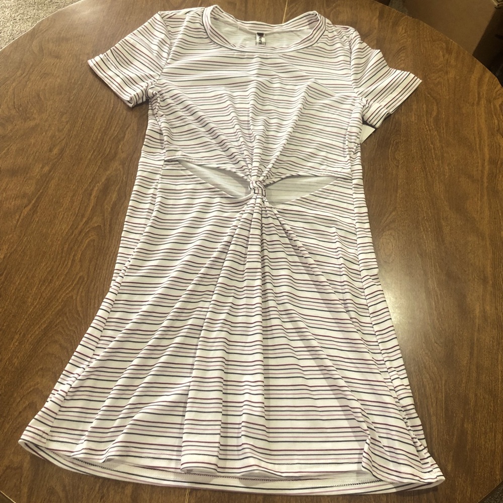 NWT striped dress with knotted open front size L